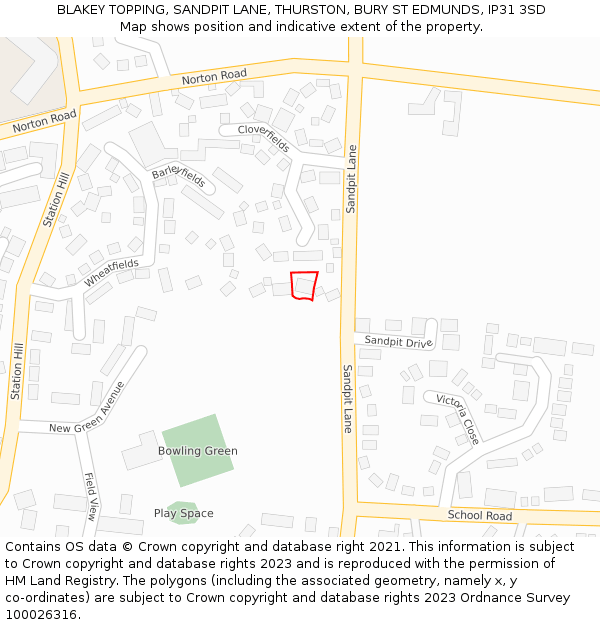 BLAKEY TOPPING, SANDPIT LANE, THURSTON, BURY ST EDMUNDS, IP31 3SD: Location map and indicative extent of plot