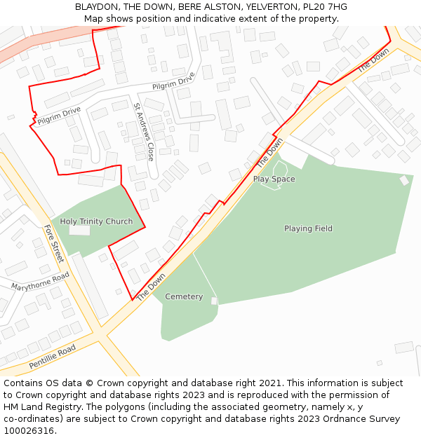 BLAYDON, THE DOWN, BERE ALSTON, YELVERTON, PL20 7HG: Location map and indicative extent of plot
