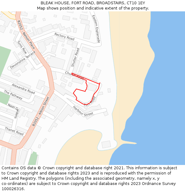 BLEAK HOUSE, FORT ROAD, BROADSTAIRS, CT10 1EY: Location map and indicative extent of plot