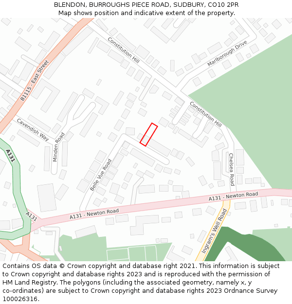 BLENDON, BURROUGHS PIECE ROAD, SUDBURY, CO10 2PR: Location map and indicative extent of plot