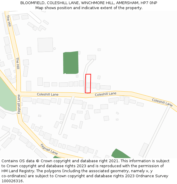 BLOOMFIELD, COLESHILL LANE, WINCHMORE HILL, AMERSHAM, HP7 0NP: Location map and indicative extent of plot