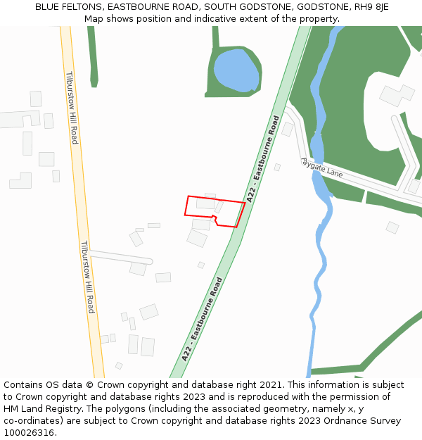 BLUE FELTONS, EASTBOURNE ROAD, SOUTH GODSTONE, GODSTONE, RH9 8JE: Location map and indicative extent of plot