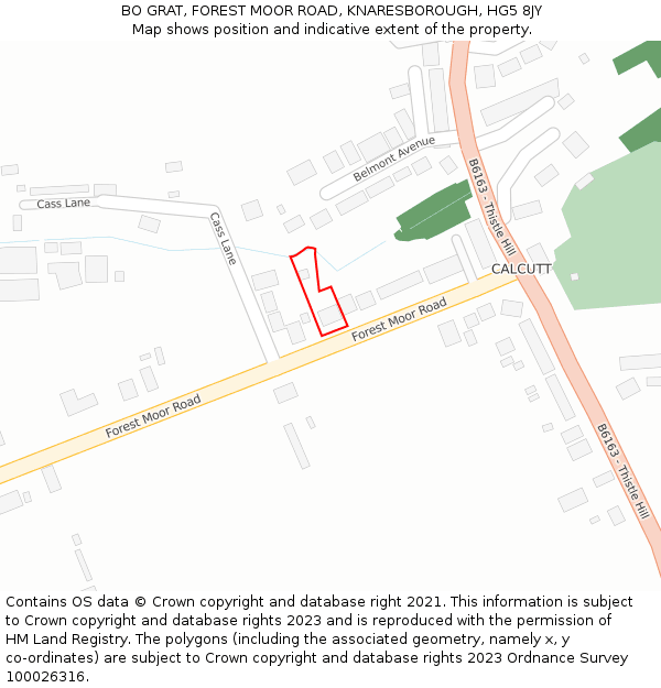 BO GRAT, FOREST MOOR ROAD, KNARESBOROUGH, HG5 8JY: Location map and indicative extent of plot