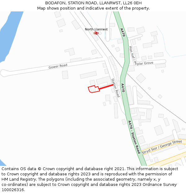 BODAFON, STATION ROAD, LLANRWST, LL26 0EH: Location map and indicative extent of plot
