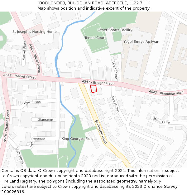 BODLONDEB, RHUDDLAN ROAD, ABERGELE, LL22 7HH: Location map and indicative extent of plot