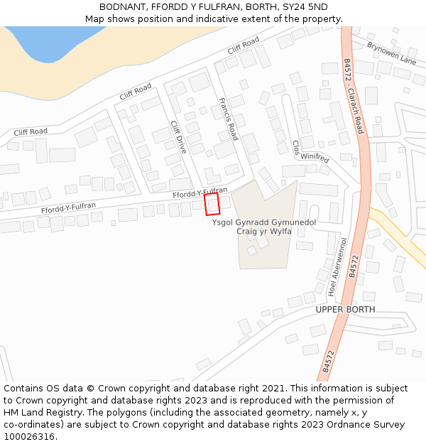 BODNANT, FFORDD Y FULFRAN, BORTH, SY24 5ND: Location map and indicative extent of plot