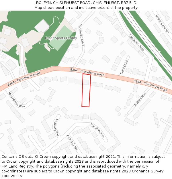 BOLEYN, CHISLEHURST ROAD, CHISLEHURST, BR7 5LD: Location map and indicative extent of plot