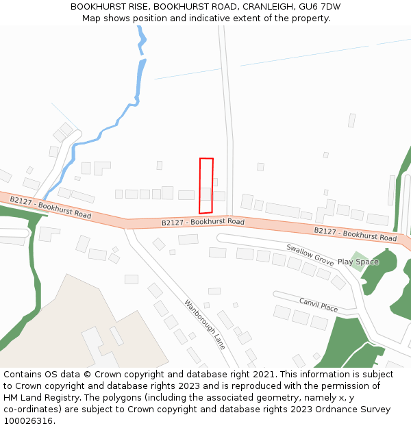 BOOKHURST RISE, BOOKHURST ROAD, CRANLEIGH, GU6 7DW: Location map and indicative extent of plot