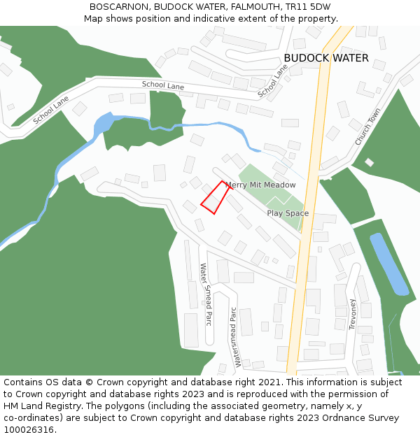 BOSCARNON, BUDOCK WATER, FALMOUTH, TR11 5DW: Location map and indicative extent of plot