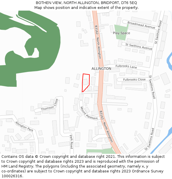 BOTHEN VIEW, NORTH ALLINGTON, BRIDPORT, DT6 5EQ: Location map and indicative extent of plot