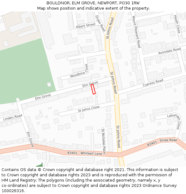 BOULDNOR, ELM GROVE, NEWPORT, PO30 1RW: Location map and indicative extent of plot