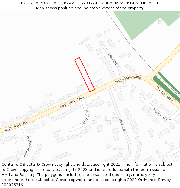 BOUNDARY COTTAGE, NAGS HEAD LANE, GREAT MISSENDEN, HP16 0ER: Location map and indicative extent of plot