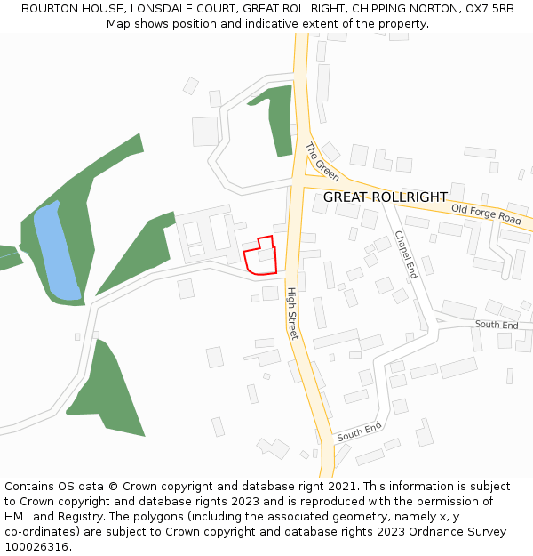 BOURTON HOUSE, LONSDALE COURT, GREAT ROLLRIGHT, CHIPPING NORTON, OX7 5RB: Location map and indicative extent of plot