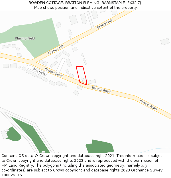 BOWDEN COTTAGE, BRATTON FLEMING, BARNSTAPLE, EX32 7JL: Location map and indicative extent of plot