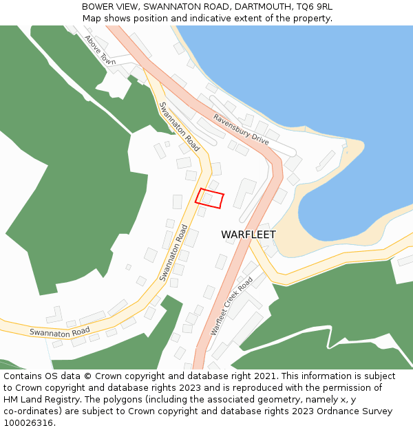 BOWER VIEW, SWANNATON ROAD, DARTMOUTH, TQ6 9RL: Location map and indicative extent of plot