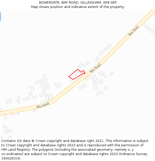 BOWERGATE, BAY ROAD, GILLINGHAM, SP8 4EP: Location map and indicative extent of plot