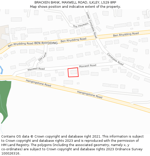 BRACKEN BANK, MAXWELL ROAD, ILKLEY, LS29 8RP: Location map and indicative extent of plot