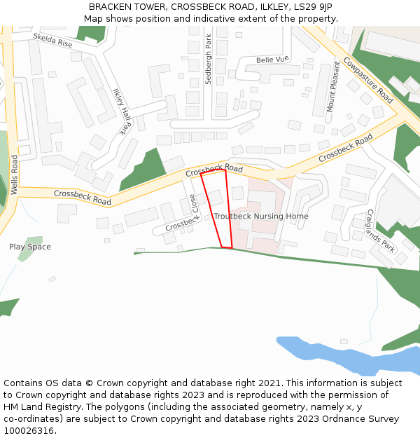 BRACKEN TOWER, CROSSBECK ROAD, ILKLEY, LS29 9JP: Location map and indicative extent of plot