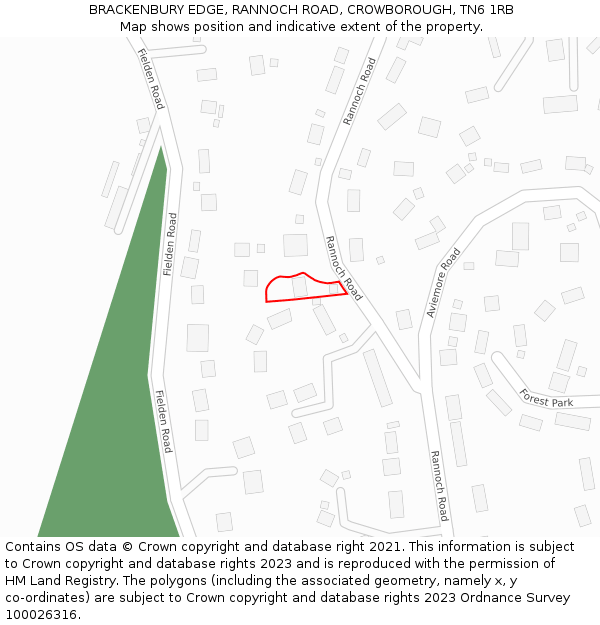 BRACKENBURY EDGE, RANNOCH ROAD, CROWBOROUGH, TN6 1RB: Location map and indicative extent of plot
