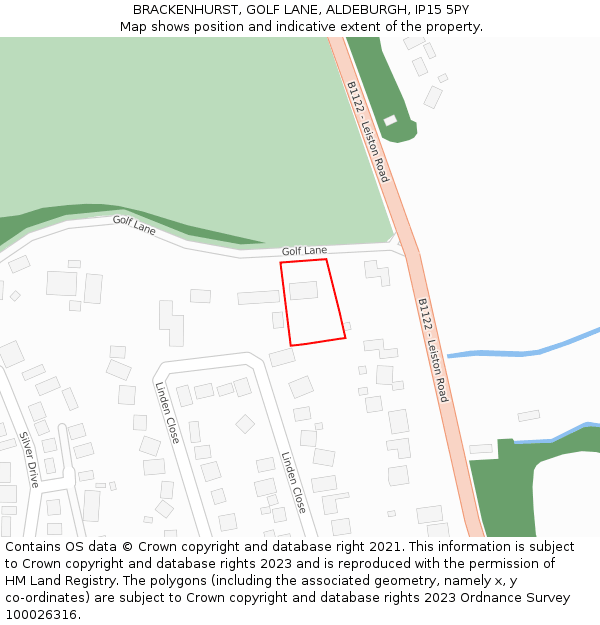 BRACKENHURST, GOLF LANE, ALDEBURGH, IP15 5PY: Location map and indicative extent of plot