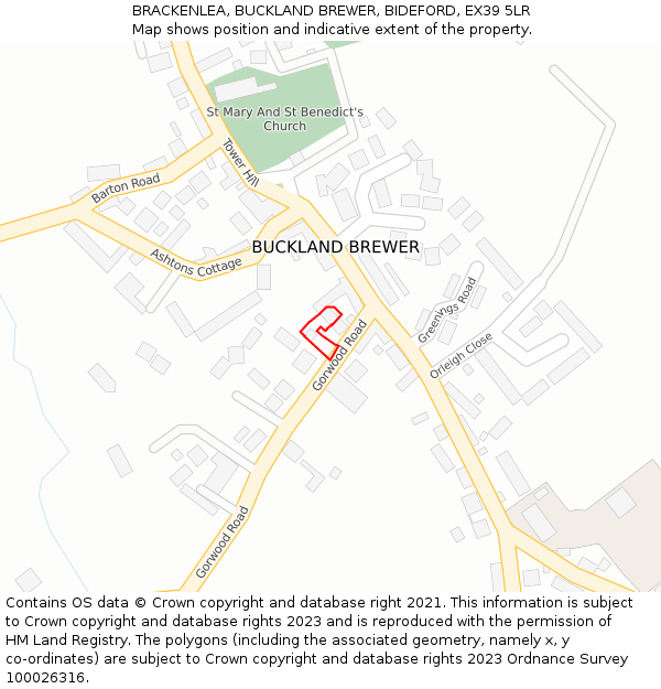 BRACKENLEA, BUCKLAND BREWER, BIDEFORD, EX39 5LR: Location map and indicative extent of plot