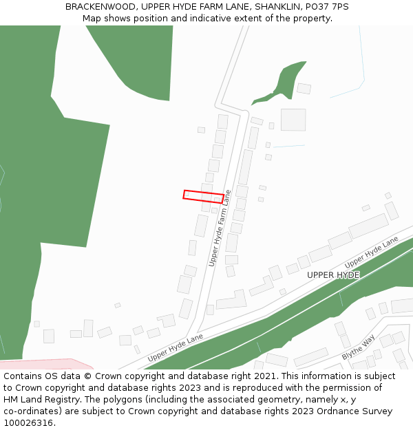 BRACKENWOOD, UPPER HYDE FARM LANE, SHANKLIN, PO37 7PS: Location map and indicative extent of plot