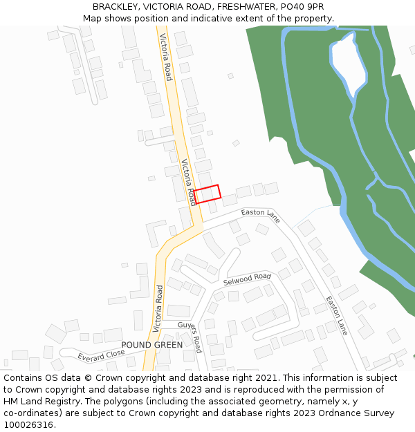 BRACKLEY, VICTORIA ROAD, FRESHWATER, PO40 9PR: Location map and indicative extent of plot