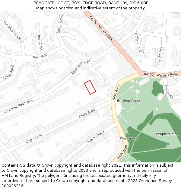 BRADGATE LODGE, BOXHEDGE ROAD, BANBURY, OX16 0BP: Location map and indicative extent of plot