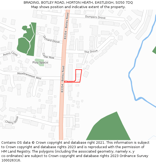 BRADING, BOTLEY ROAD, HORTON HEATH, EASTLEIGH, SO50 7DQ: Location map and indicative extent of plot