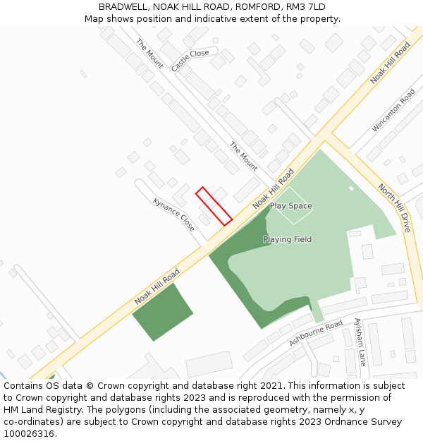 BRADWELL, NOAK HILL ROAD, ROMFORD, RM3 7LD: Location map and indicative extent of plot