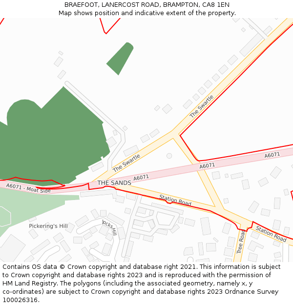 BRAEFOOT, LANERCOST ROAD, BRAMPTON, CA8 1EN: Location map and indicative extent of plot