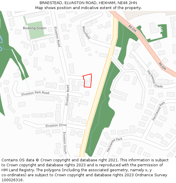 BRAESTEAD, ELVASTON ROAD, HEXHAM, NE46 2HN: Location map and indicative extent of plot