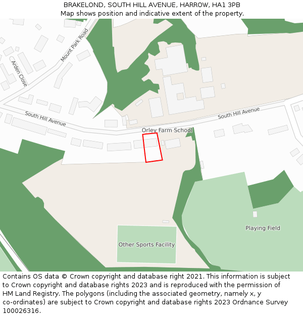 BRAKELOND, SOUTH HILL AVENUE, HARROW, HA1 3PB: Location map and indicative extent of plot