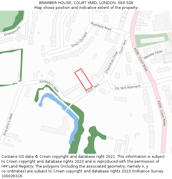 BRAMBER HOUSE, COURT YARD, LONDON, SE9 5QE: Location map and indicative extent of plot