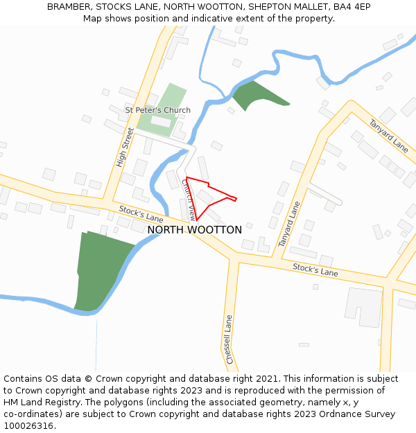 BRAMBER, STOCKS LANE, NORTH WOOTTON, SHEPTON MALLET, BA4 4EP: Location map and indicative extent of plot