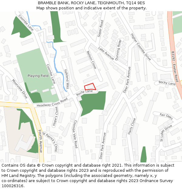 BRAMBLE BANK, ROCKY LANE, TEIGNMOUTH, TQ14 9ES: Location map and indicative extent of plot
