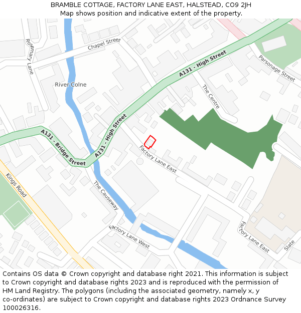 BRAMBLE COTTAGE, FACTORY LANE EAST, HALSTEAD, CO9 2JH: Location map and indicative extent of plot