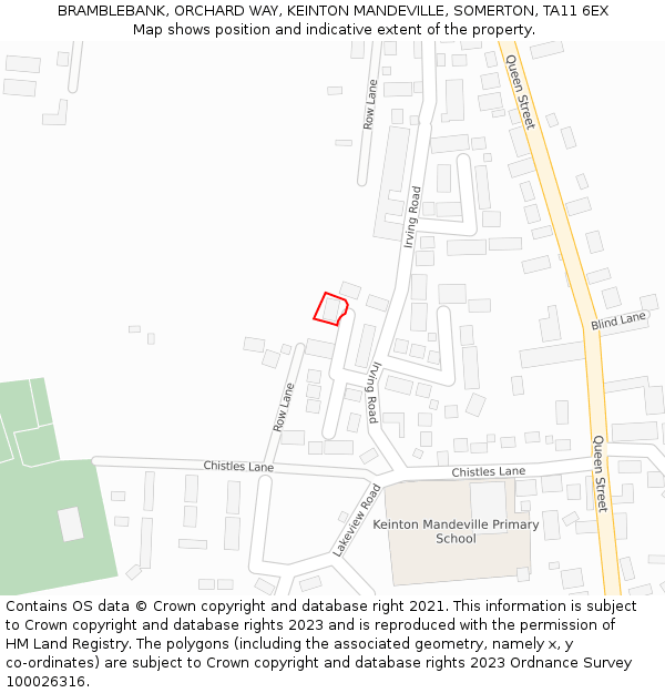 BRAMBLEBANK, ORCHARD WAY, KEINTON MANDEVILLE, SOMERTON, TA11 6EX: Location map and indicative extent of plot