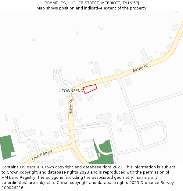 BRAMBLES, HIGHER STREET, MERRIOTT, TA16 5PJ: Location map and indicative extent of plot