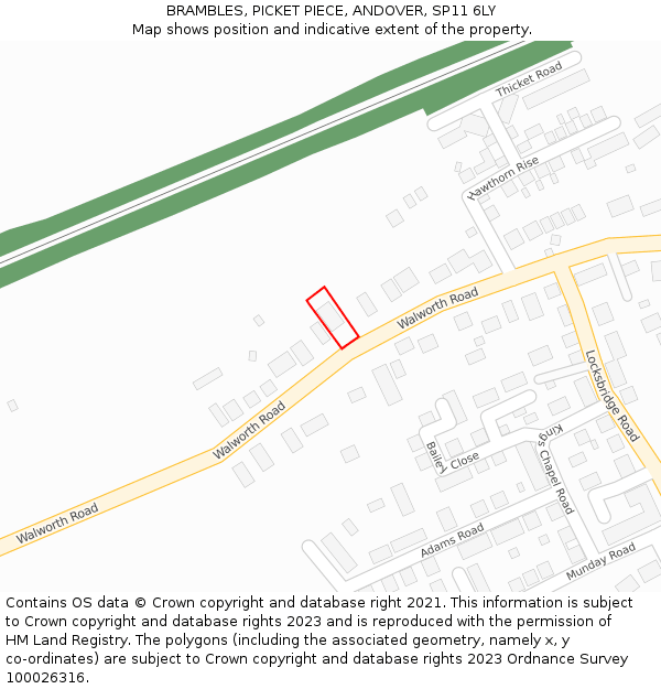 BRAMBLES, PICKET PIECE, ANDOVER, SP11 6LY: Location map and indicative extent of plot