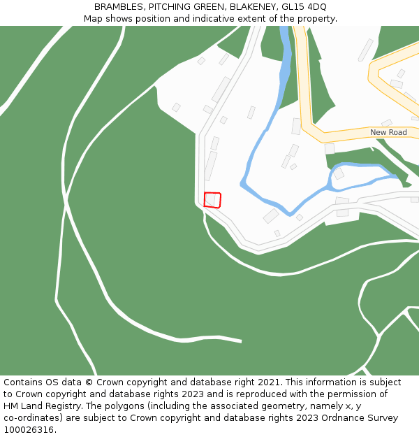 BRAMBLES, PITCHING GREEN, BLAKENEY, GL15 4DQ: Location map and indicative extent of plot