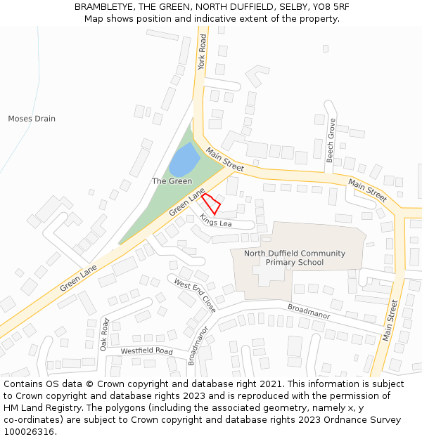 BRAMBLETYE, THE GREEN, NORTH DUFFIELD, SELBY, YO8 5RF: Location map and indicative extent of plot