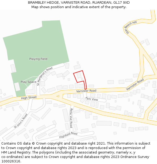 BRAMBLEY HEDGE, VARNISTER ROAD, RUARDEAN, GL17 9XD: Location map and indicative extent of plot