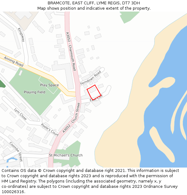 BRAMCOTE, EAST CLIFF, LYME REGIS, DT7 3DH: Location map and indicative extent of plot