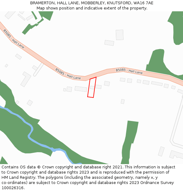 BRAMERTON, HALL LANE, MOBBERLEY, KNUTSFORD, WA16 7AE: Location map and indicative extent of plot