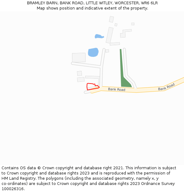 BRAMLEY BARN, BANK ROAD, LITTLE WITLEY, WORCESTER, WR6 6LR: Location map and indicative extent of plot