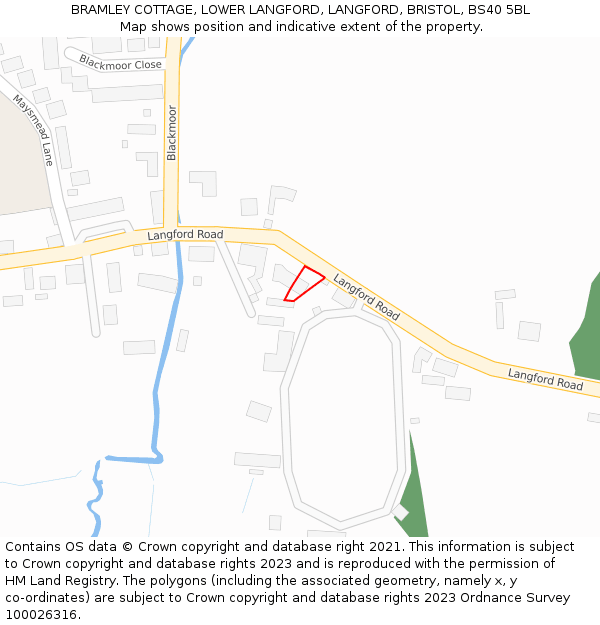 BRAMLEY COTTAGE, LOWER LANGFORD, LANGFORD, BRISTOL, BS40 5BL: Location map and indicative extent of plot