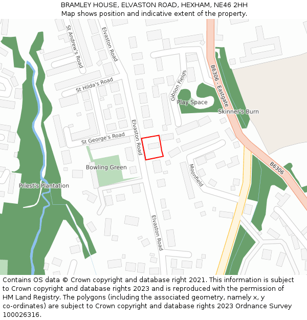 BRAMLEY HOUSE, ELVASTON ROAD, HEXHAM, NE46 2HH: Location map and indicative extent of plot