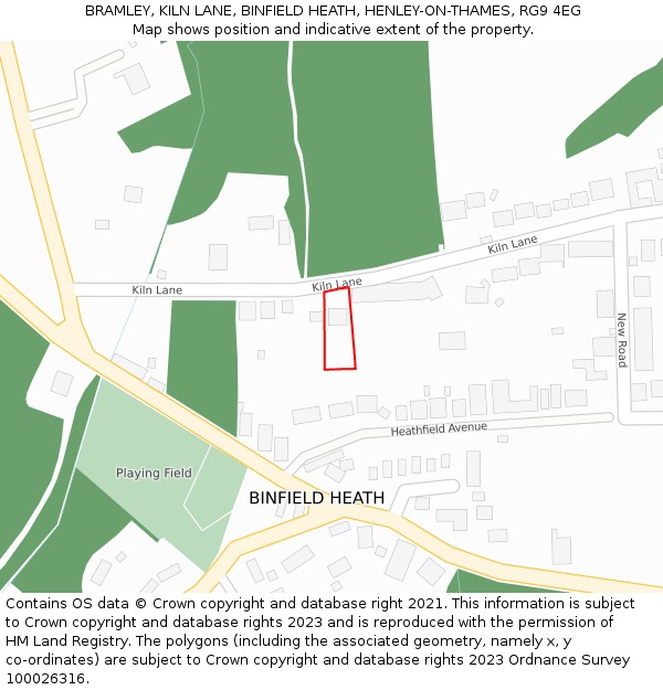 BRAMLEY, KILN LANE, BINFIELD HEATH, HENLEY-ON-THAMES, RG9 4EG: Location map and indicative extent of plot
