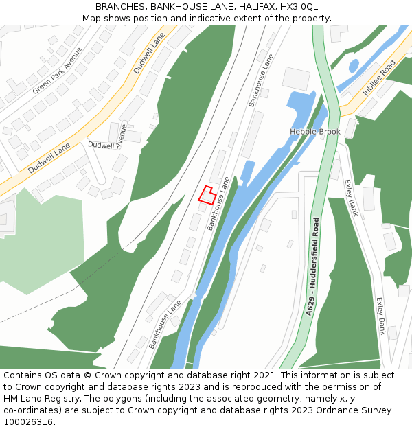 BRANCHES, BANKHOUSE LANE, HALIFAX, HX3 0QL: Location map and indicative extent of plot